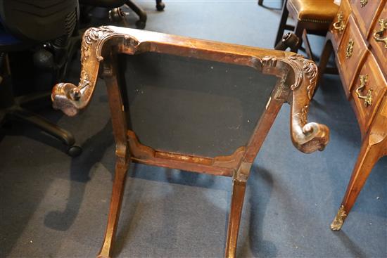 A George II red walnut elbow chair,